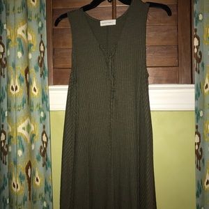 Olive green dress with lace up detailing